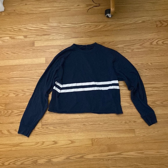 Blue Long Sleeve Top with White Stripes | Brandy Melville - Picture 1 of 2